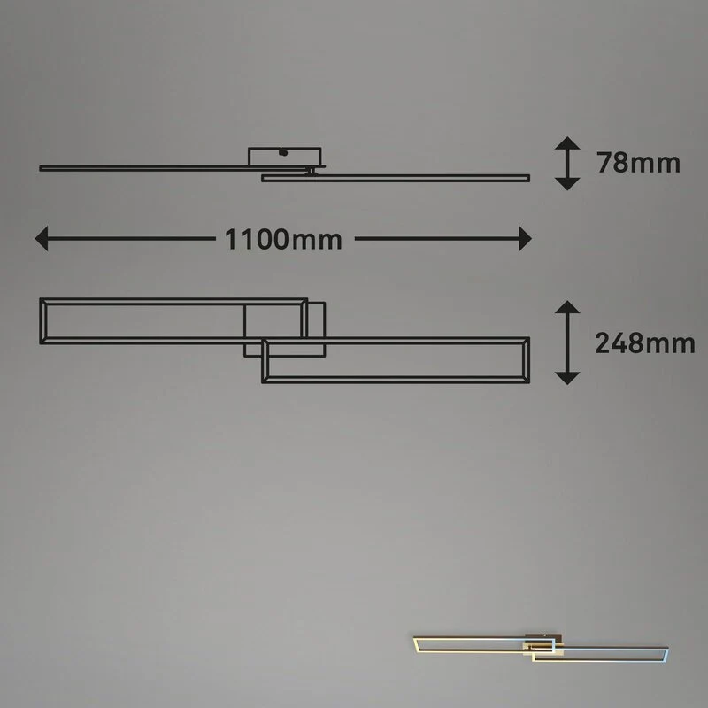 B-Ware Briloner Deckenleuchte Deckenlampe LED Frame Gold Fernbedienung dimmbar