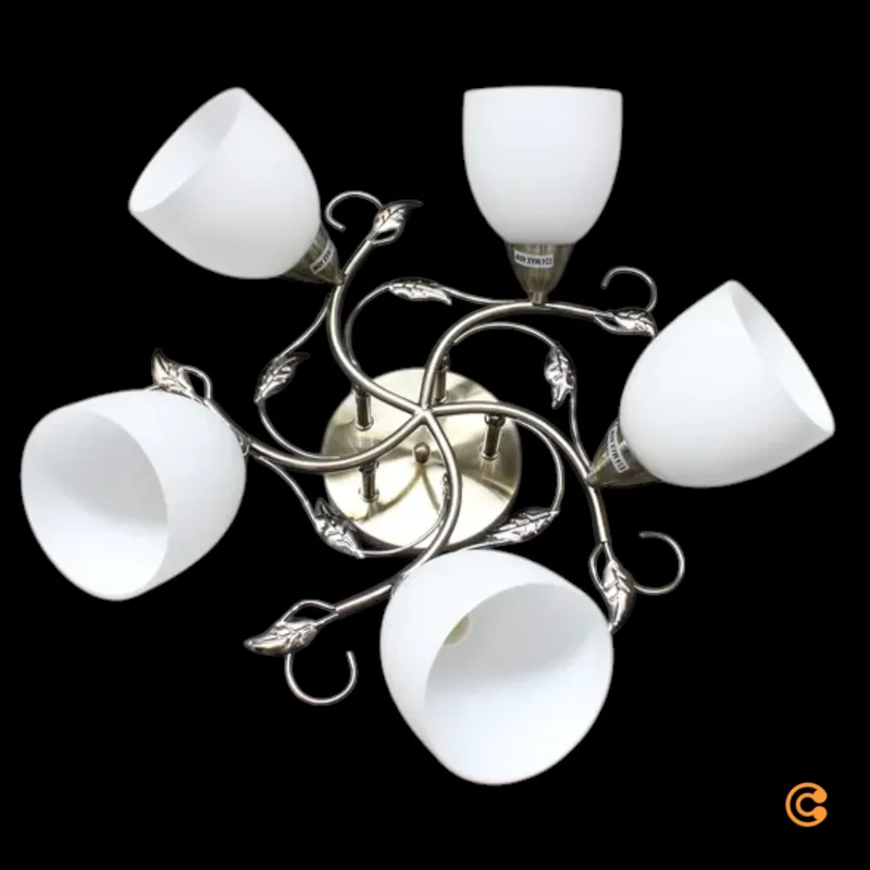 B-Ware Deckenleuchte Lampe Licht Lindby Thaddeus Wohnraum Nickel Weiß 5-flammig