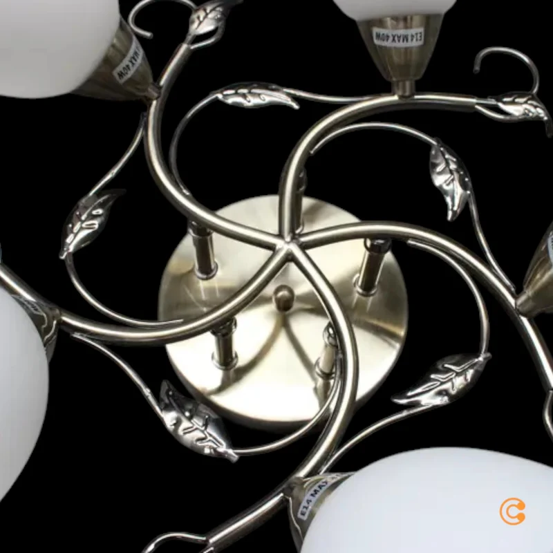 B-Ware Deckenleuchte Lampe Licht Lindby Thaddeus Wohnraum Nickel Weiß 5-flammig