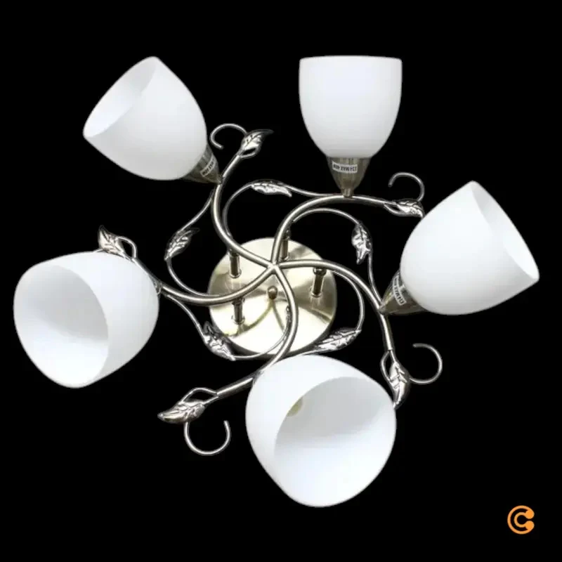 B-Ware Deckenleuchte Lampe Licht Lindby Thaddeus Wohnraum Nickel Weiß 5-flammig