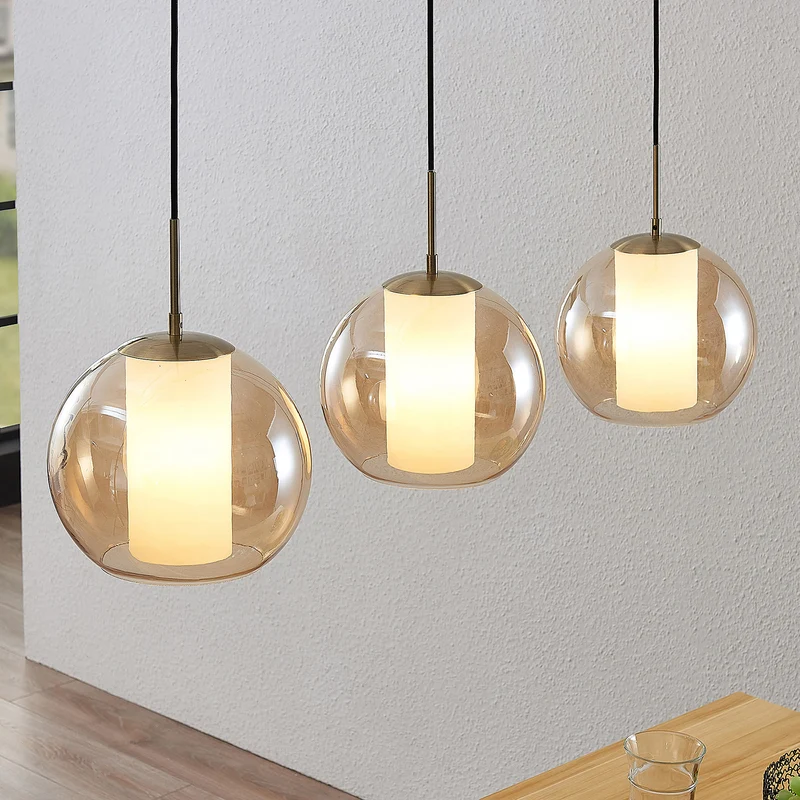 B-Ware Pendelleuchte Hängelampe Hängeleuchte Lindby Glas Esszimmer Alu SIEHE TEXT/FOTO