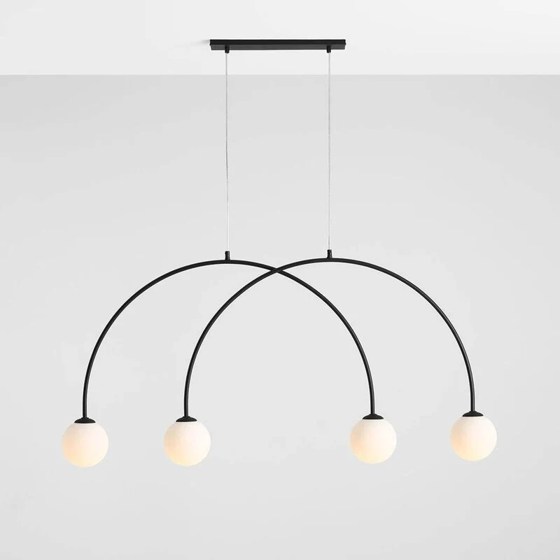 B-Ware Alison Hängelampe Pendelleuchte Bogenlampe schwarz/weiß 4fl 129cm