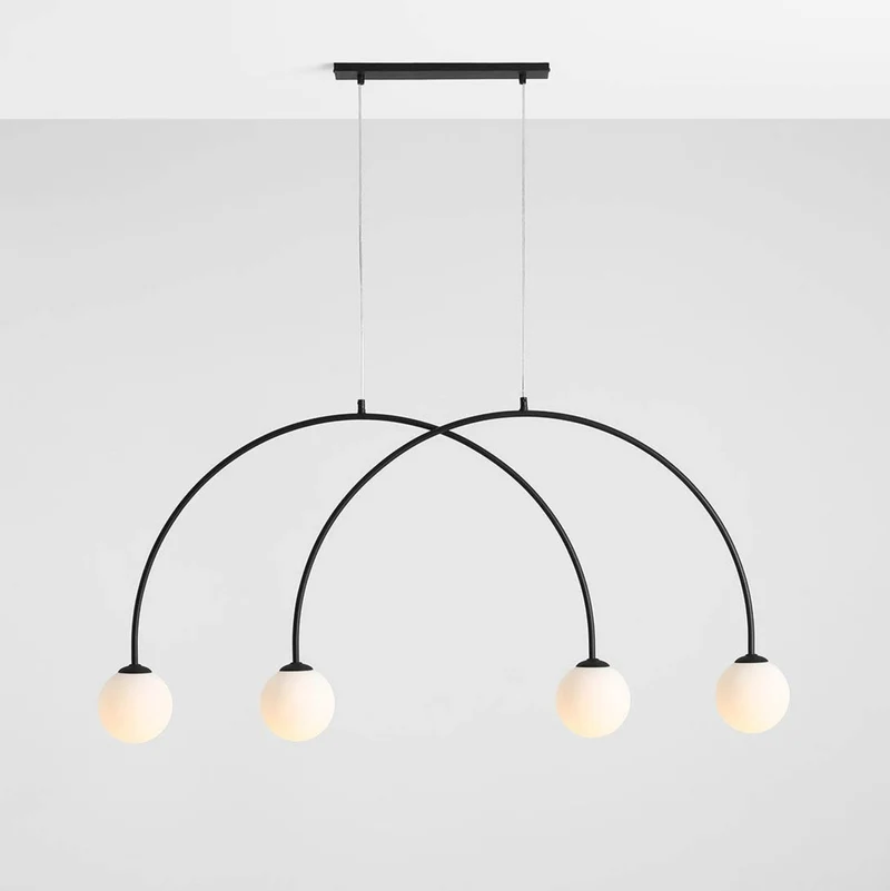 B-Ware Alison Hängelampe Pendelleuchte Bogenlampe schwarz/weiß 4fl 129cm