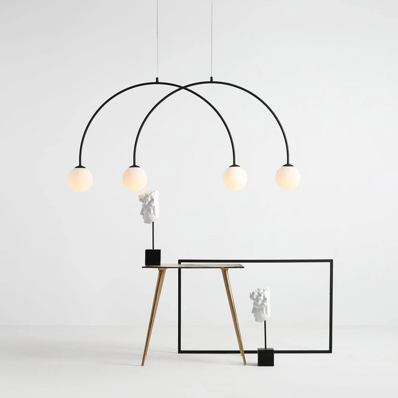 B-Ware Alison Hängelampe Pendelleuchte Bogenlampe schwarz/weiß 4fl 129cm