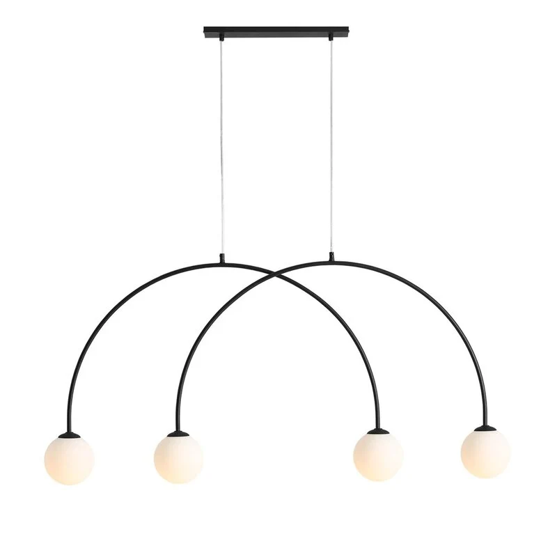 B-Ware Alison Hängelampe Pendelleuchte Bogenlampe schwarz/weiß 4fl 129cm