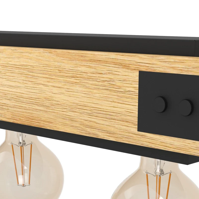 B-Ware Eglo Hängelampe Pendelleuchte Layham schwarz holz hell Länge 96 cm 5 flg