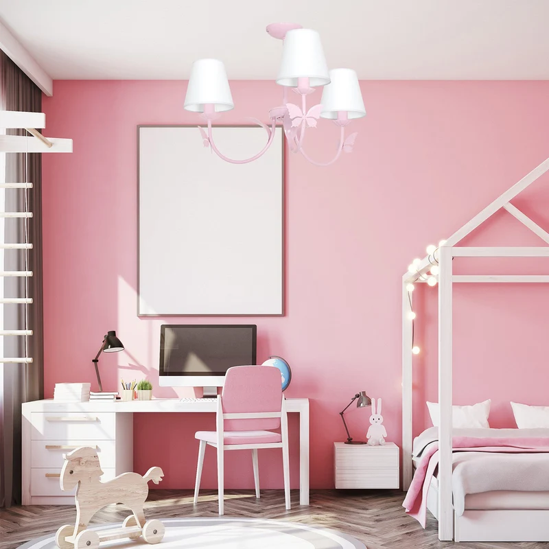 B-Ware Eko-Light Kronleuchter Lampe Alice Deckenleuchte Hängeleuchte pink 3-flg
