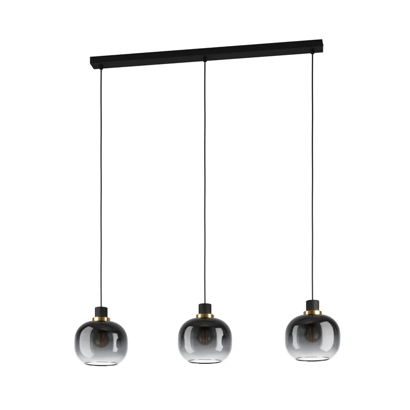 B-Ware Oilella Hängelampe Pendelleuchte Lampe schwarz-grau Glas 3-flg Länge 95 cm