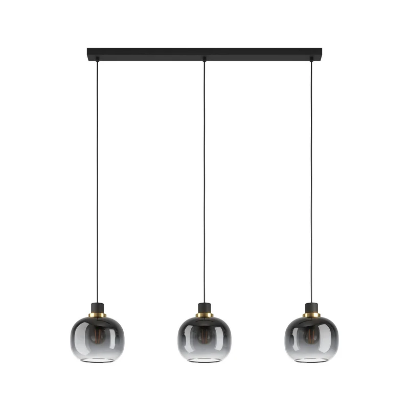 B-Ware Oilella Hängelampe Pendelleuchte Lampe schwarz-grau Glas 3-flg Länge 95 cm