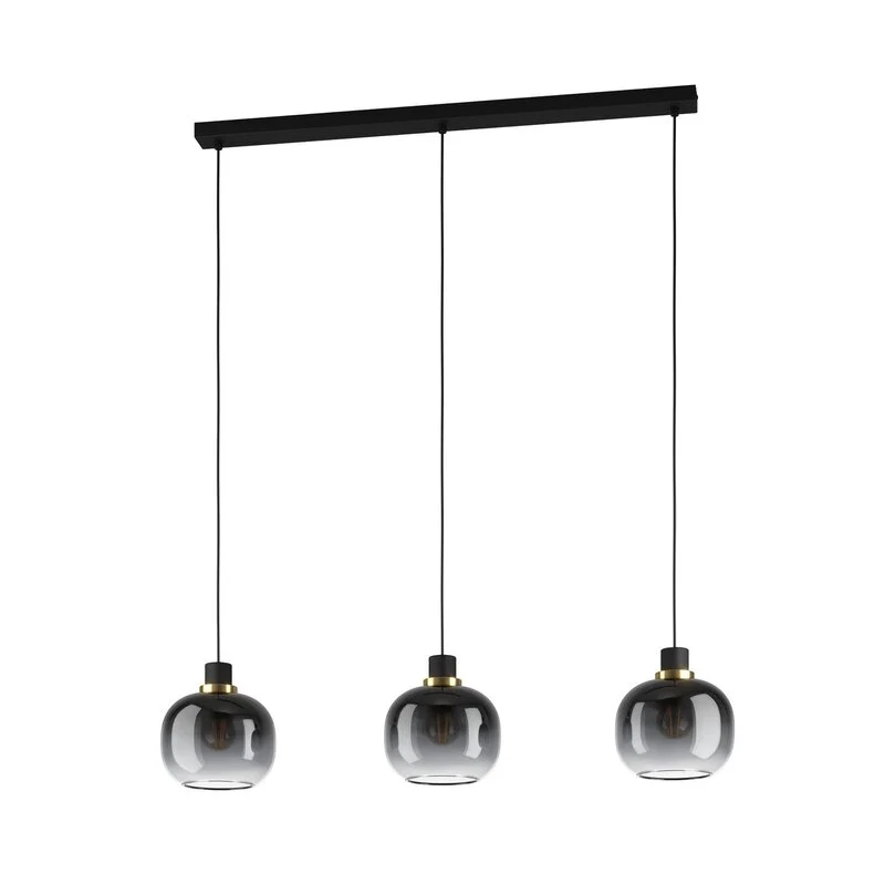 B-Ware Oilella Hängelampe Pendelleuchte Lampe schwarz-grau Glas 3-flg Länge 95 cm