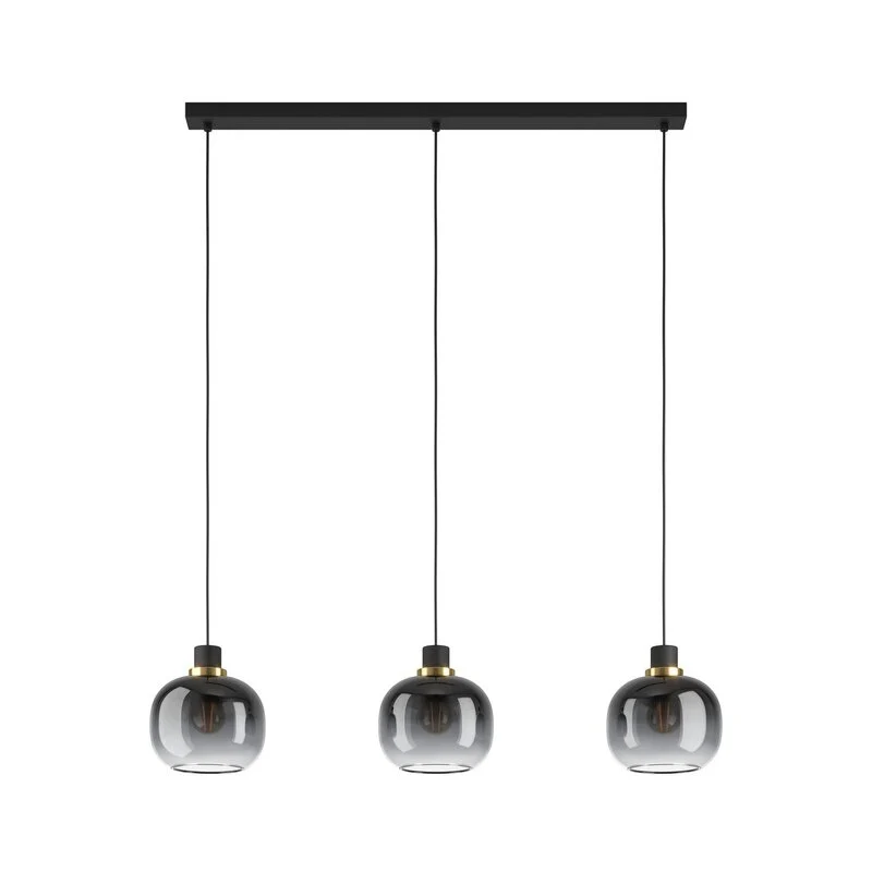 B-Ware Oilella Hängelampe Pendelleuchte Lampe schwarz-grau Glas 3-flg Länge 95 cm
