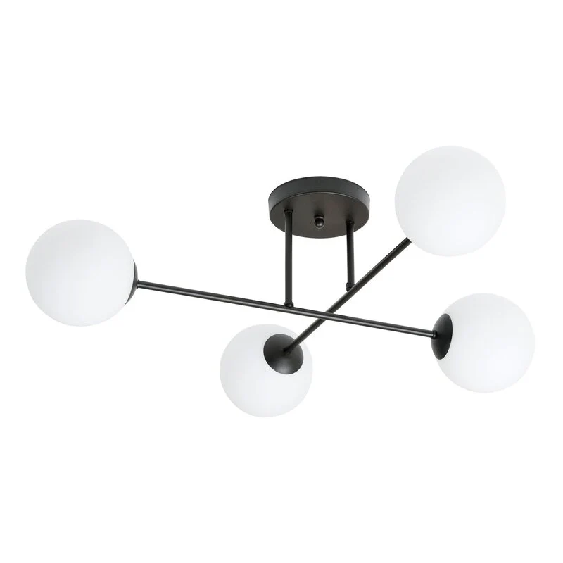 B-Ware Euluna Deckenlampe Leuchte Glaslampe Glasschirm Lampe schwarz opal 4-flg.
