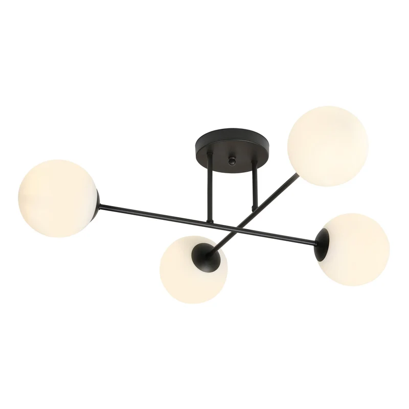 B-Ware Euluna Deckenlampe Leuchte Glaslampe Glasschirm Lampe schwarz opal 4-flg.