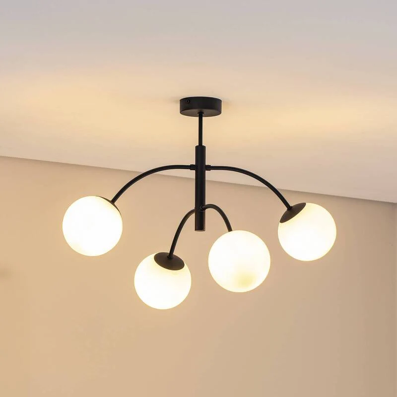 B-Ware Euluna Deckenleuchte Lampe Karda schwarz 4-flammig Raumlicht Metall Glas dimmbar