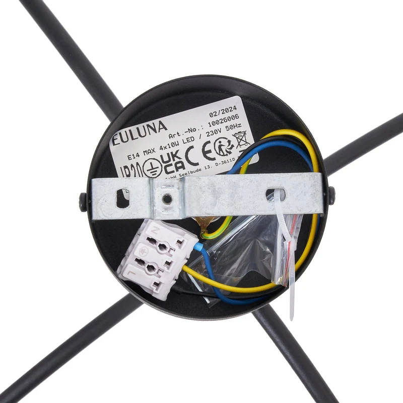 B-Ware Euluna Deckenleuchte Lampe Karda schwarz 4-flammig Raumlicht Metall Glas dimmbar
