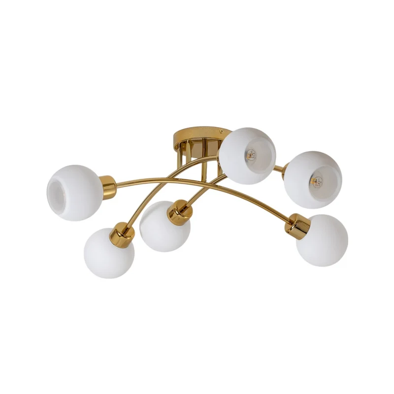 B-Ware Argon Deckenleuchte Lampe Marlo messingfarben Opalglas Stahl Glas weiß 6 flam14
