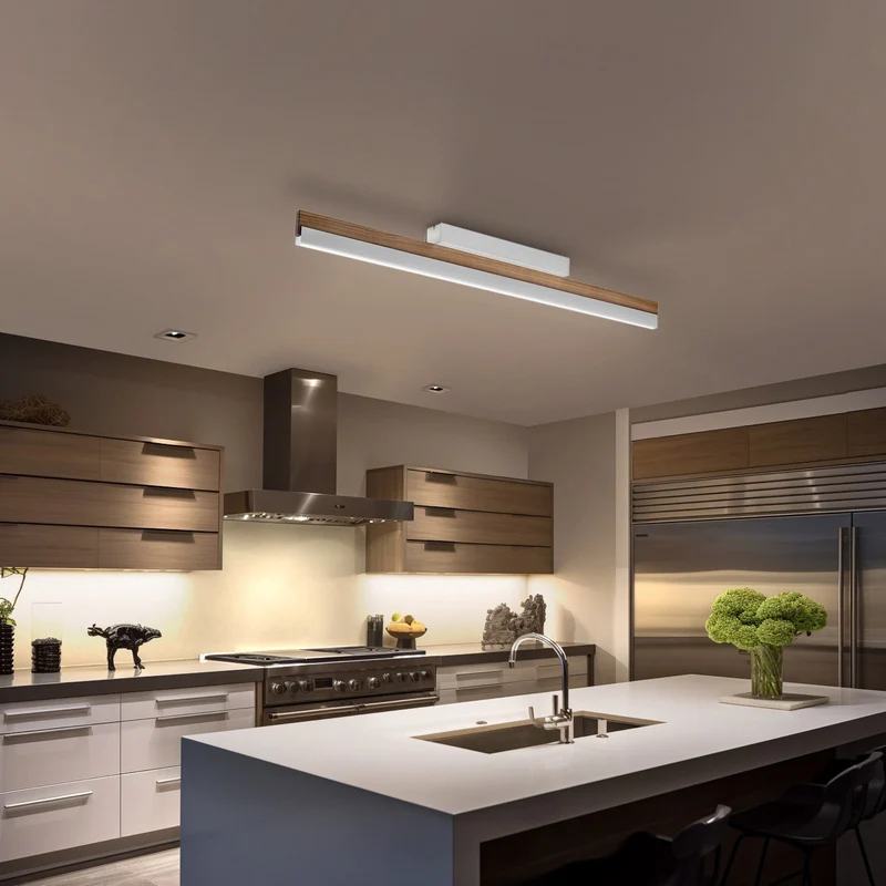 B-Ware Quitani Deckenleuchte Lampe LED nussbaum nickel matt Holz Messing Beleuchtung506