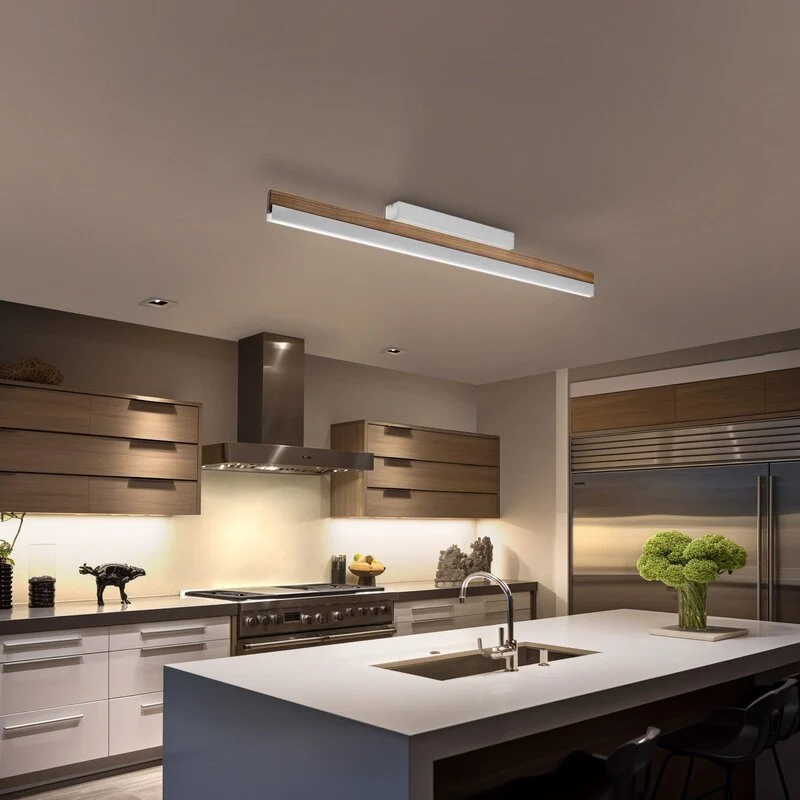 B-Ware Quitani Deckenleuchte Lampe LED nussbaum nickel matt Holz Messing Beleuchtung506