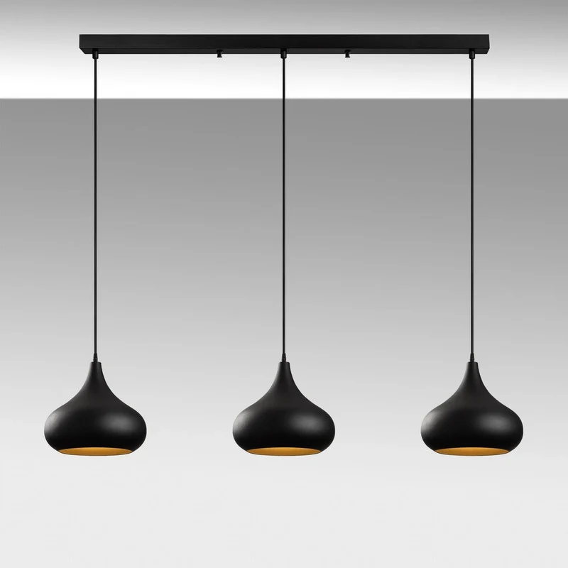 B-Ware Opviq Hängeleuchte Pendelleuchte Muba schwarz Metall Länge 120 cm