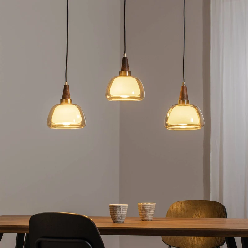 B-Ware Lucea Hängeleuchte Pendelleuchte Ermo Glas Messing Linear Länge 81 cm E27 LED