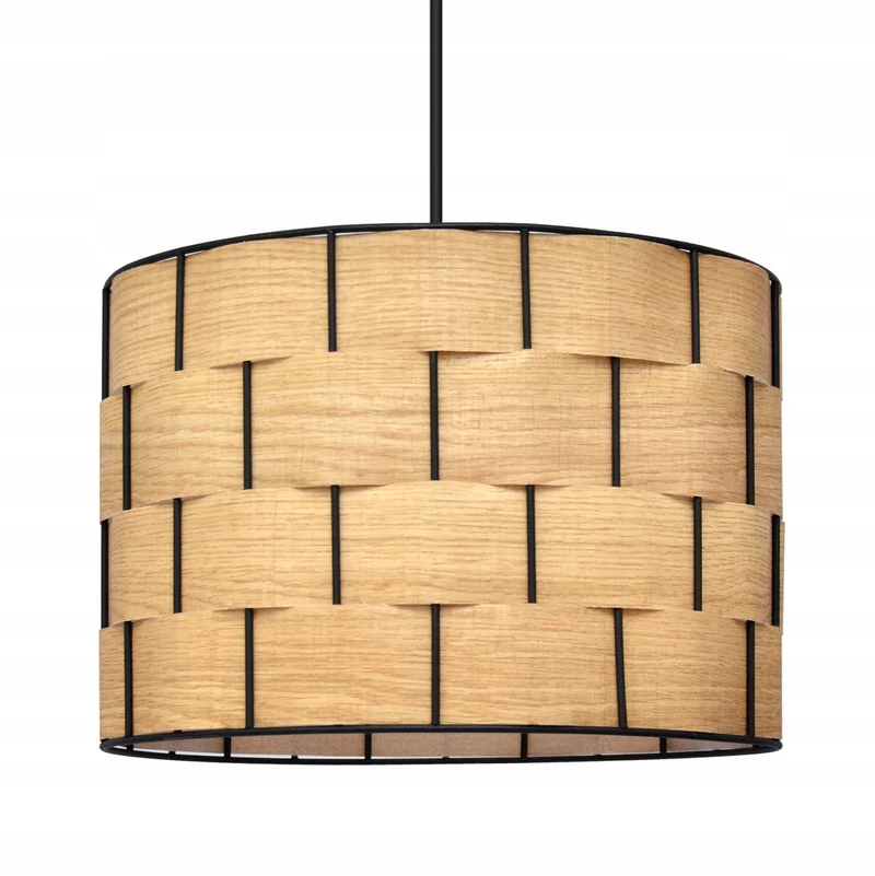B-Ware Hängeleuchte Pendelleuchte Atlanta eichefarben Textil Lampe Leuchte Wohnzimmer