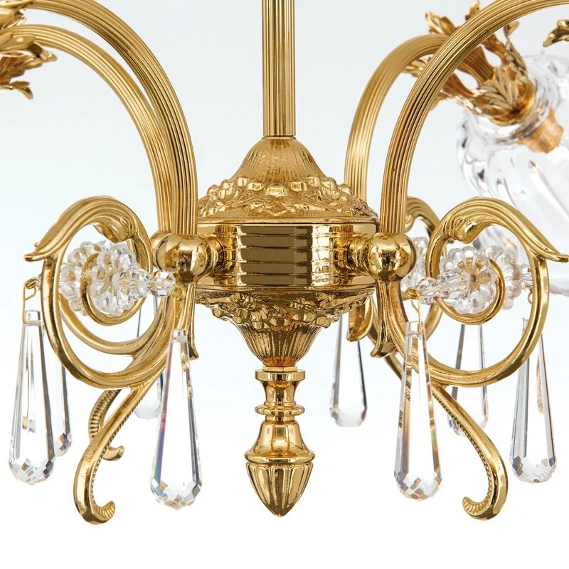 B-Ware Hängeleuchte Pendelleuchte La Boheme gold Kristallglas Deckenlampe 4-flg messing
