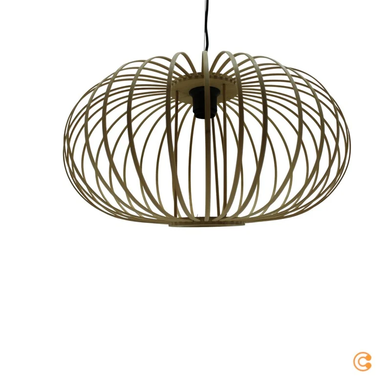 B-Ware JUST LIGHT Hängelampe Pendelleuchte Racoon Lampe LED hellbraun Holzschirm H95