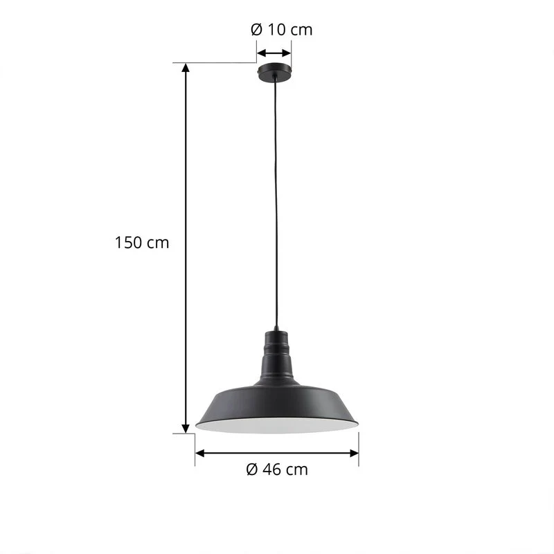 B-Ware Lindby Hängeleuchte Laylan schwarz weiß Ø 46 cm Metall Deckenlampe Lampe Leuchte