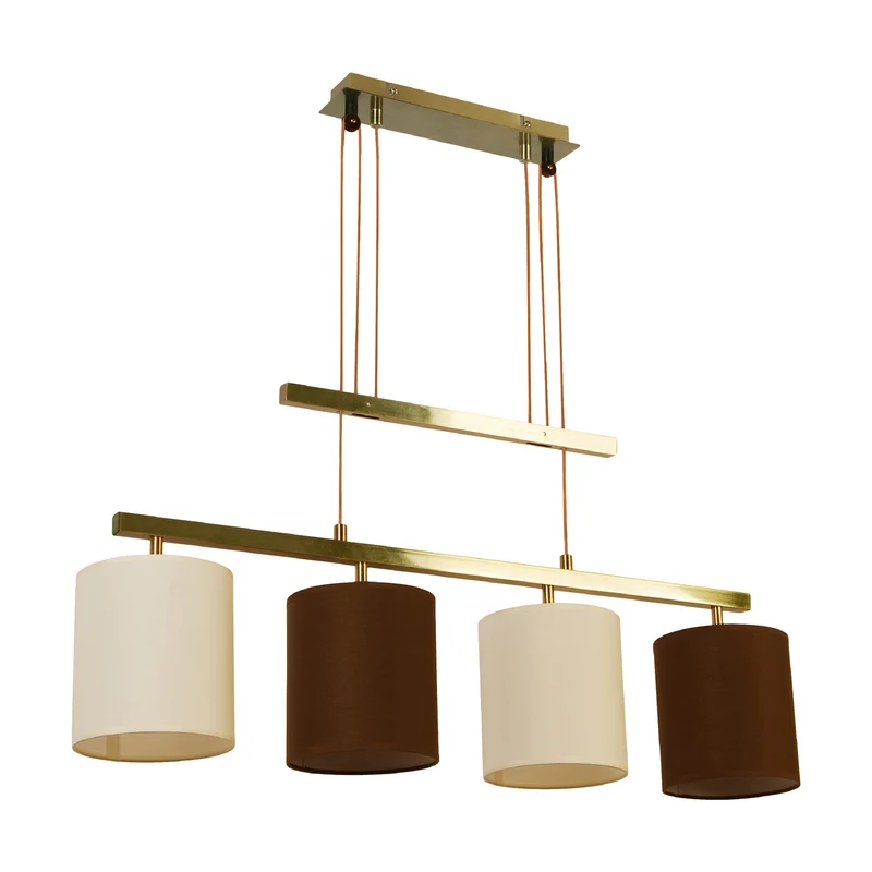 B-Ware Näve Hängelampe Pendelleuchte Lampe Tilde Textilschirme 4fl braun beige messing