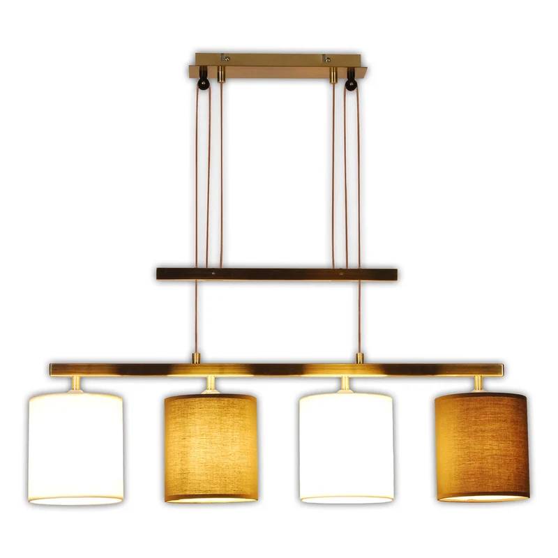B-Ware Näve Hängelampe Pendelleuchte Lampe Tilde Textilschirme 4fl braun beige messing