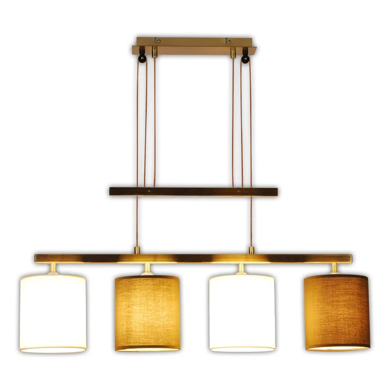 B-Ware Näve Hängelampe Pendelleuchte Lampe Tilde Textilschirme 4fl braun beige messing