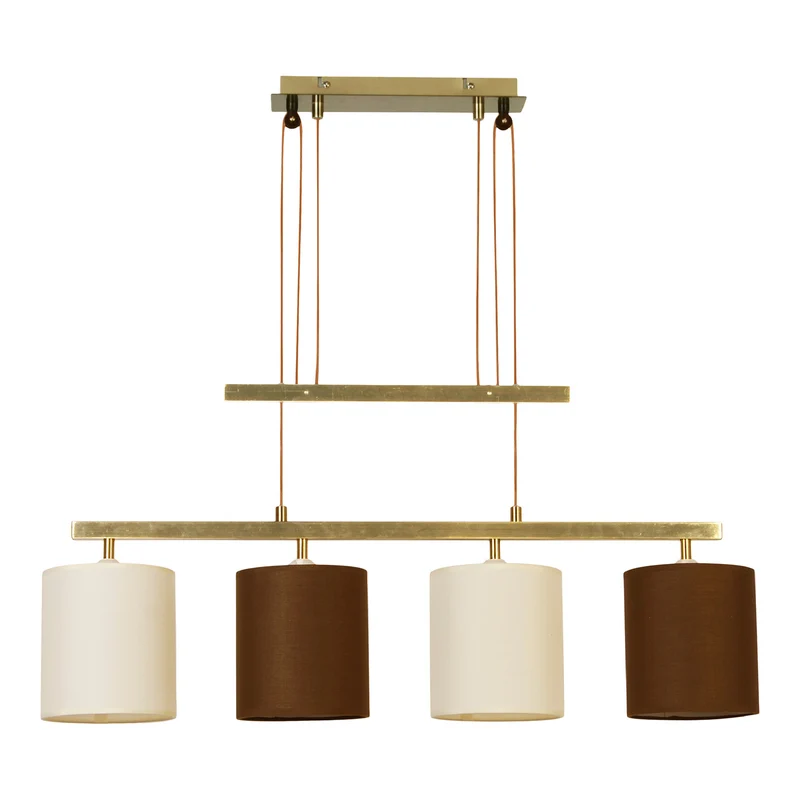 B-Ware Näve Hängelampe Pendelleuchte Lampe Tilde Textilschirme 4fl braun beige messing