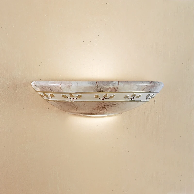 B-Ware Ceramiche Wandleuchte Wandlampe FOGLIE MARMO MARRON Keramik braun beige