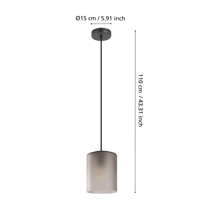 B-Ware eglo Pendelleuchte Hängelampe Glas rauchgrau transparent Colomera Leuchte Licht