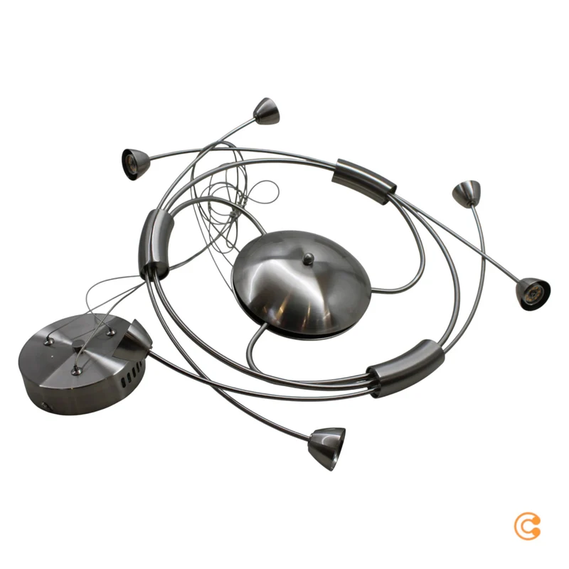 B-Ware LED Hängeleuchte Deyan Pendelleuchte Nickel matt Wohnzimmer Esstisch 6-flammig