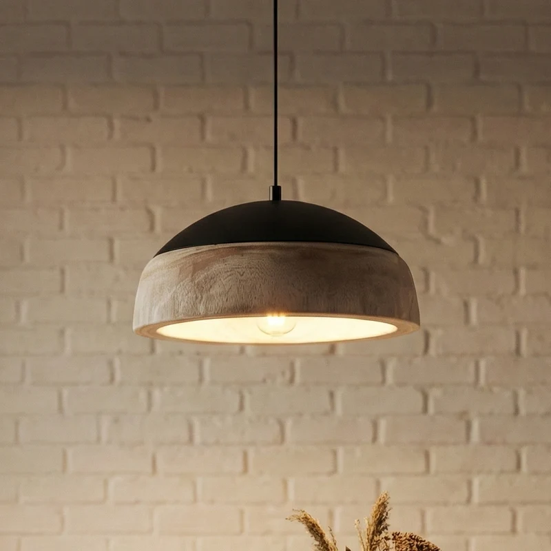 B-Ware Lucande Hängeleuchte Pendelleuchte Leivar Ø35cm LED Holz Schwarz E27 Lampe 913