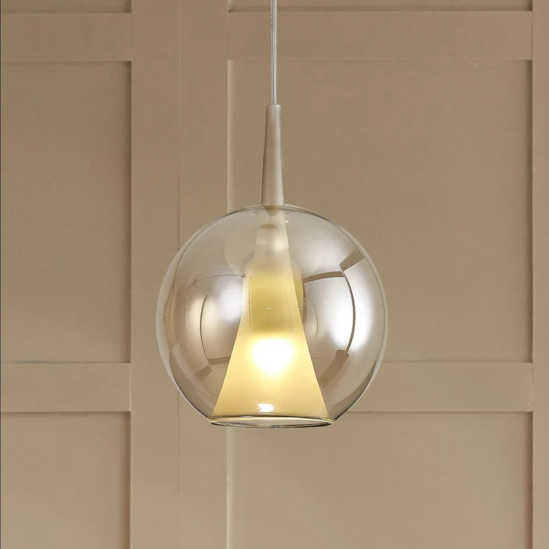B-Ware Mantra Iluminación Pendelleuchte Hängeleuchte Elsa Glas gold Ø 25 cm E27 LED