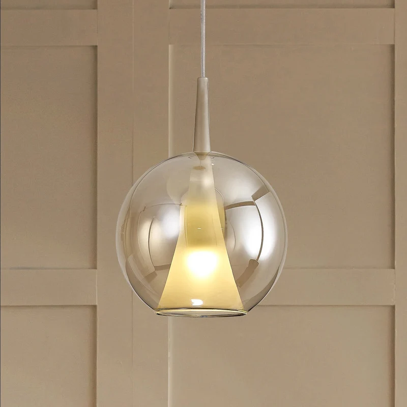 B-Ware Mantra Iluminación Pendelleuchte Hängeleuchte Elsa Glas gold Ø 25 cm E27 LED