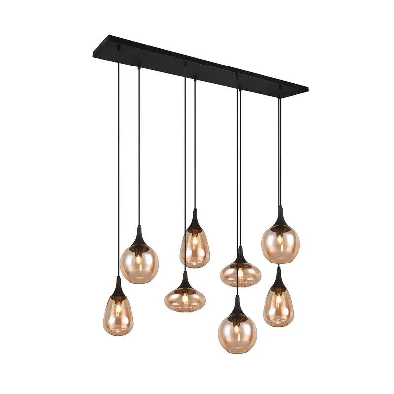 B-Ware TRIO LIGHTING Hängeleuchte Pendelleuchte Lampe Lumina Glas schwarz amber Metall