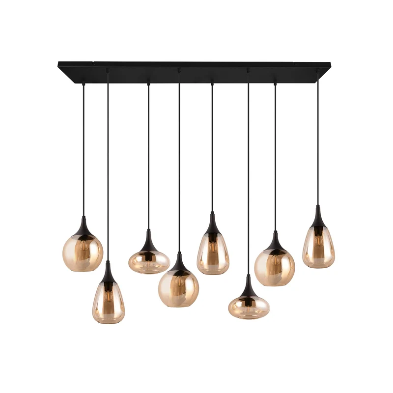 B-Ware TRIO LIGHTING Hängeleuchte Pendelleuchte Lampe Lumina Glas schwarz amber Metall