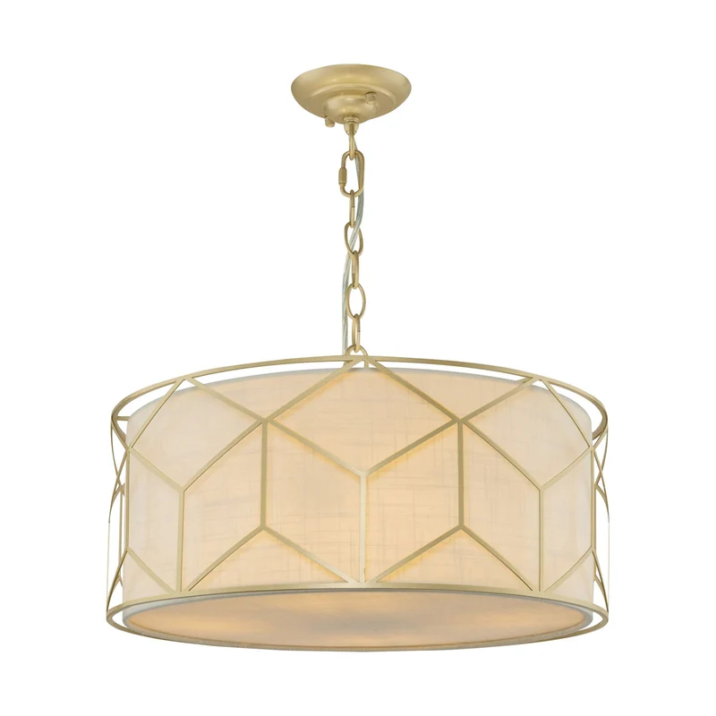 B-Ware Maytoni Hängeleuchte Pendelleuchte Messina Leinen gold beige Metall Lampenschirm