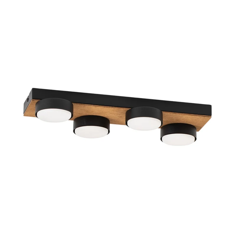 B-Ware Envostar Deckenleuchte Lampe Holz schwarz Stahl Laurent 4 flammig austauschbar