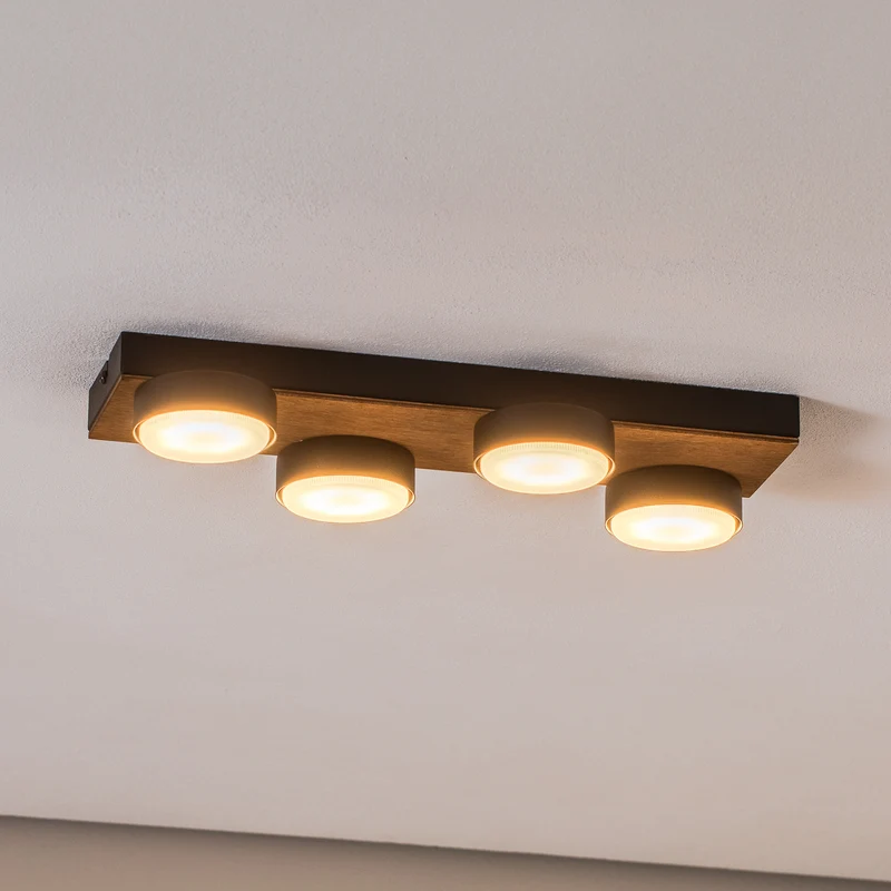 B-Ware Envostar Deckenleuchte Lampe Holz schwarz Stahl Laurent 4 flammig austauschbar