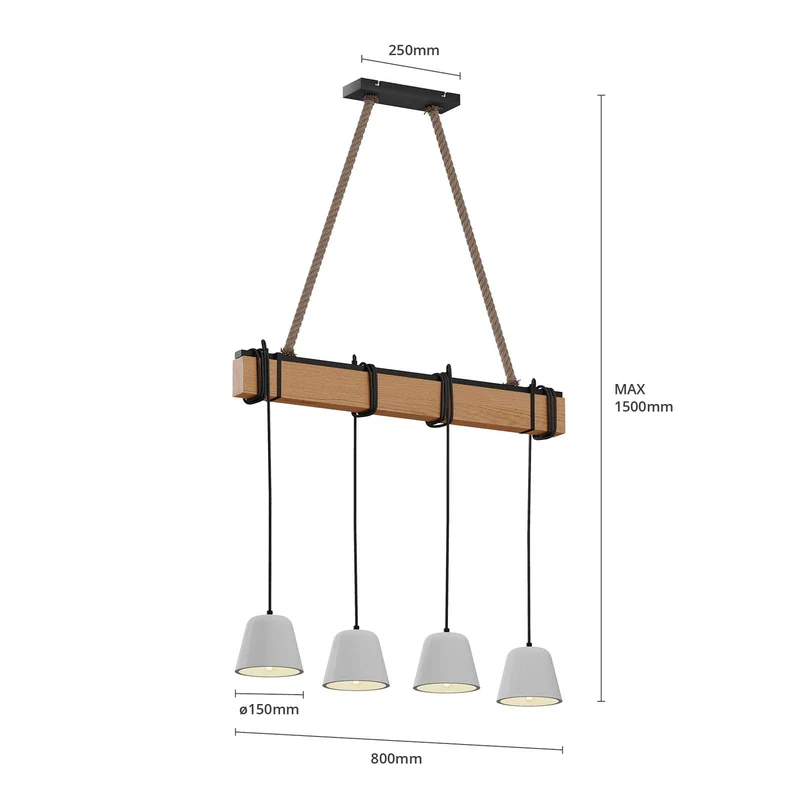 B-Ware Lucande Hängeleuchte Pendelleuchte Holzlampe E14 schwarz eiche