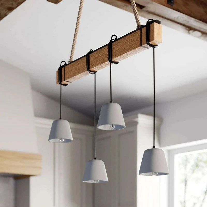 B-Ware Lucande Hängeleuchte Pendelleuchte Holzlampe E14 schwarz eiche