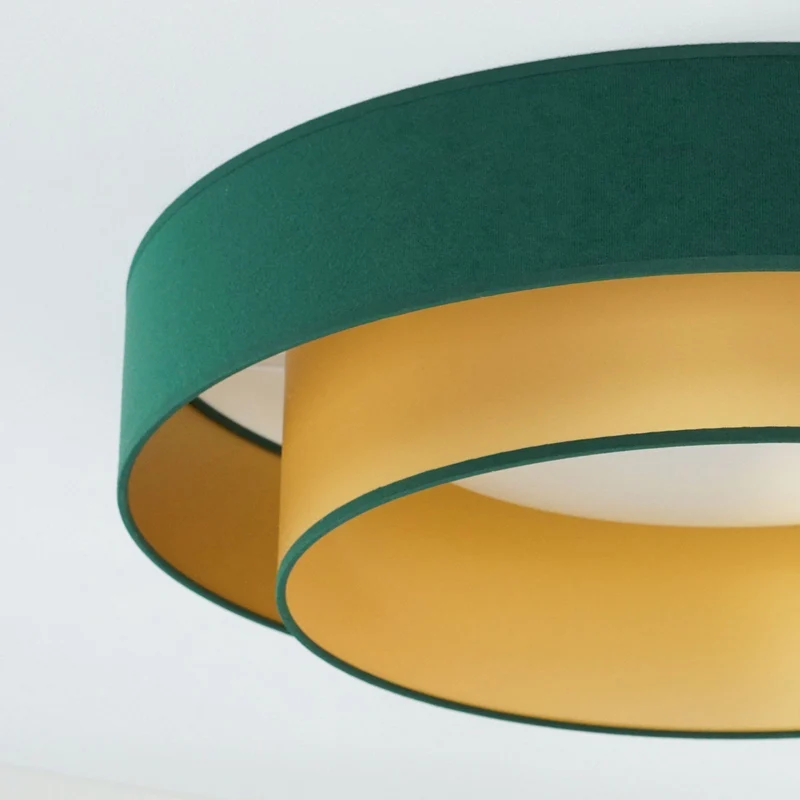 B-Ware Deckenlampe Lampe LED Luneta Fernbedienung Samt dunkelgrün gold Deckenleuchte380