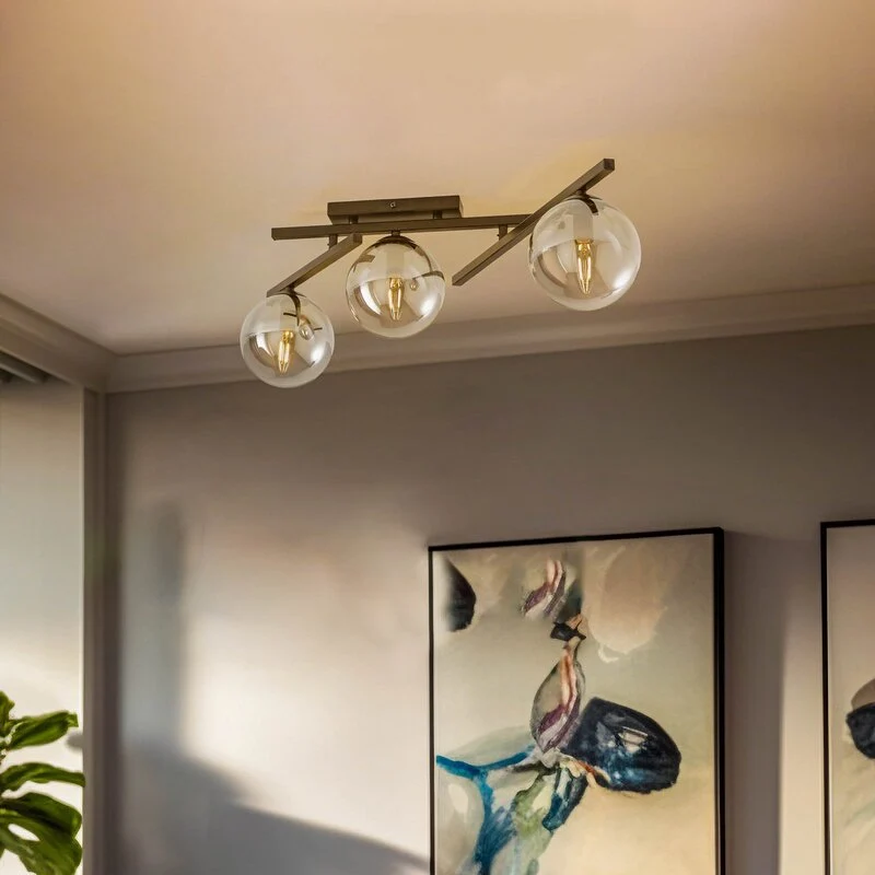 B-Ware EMIBIG Deckenlampe Smart schwarz/grafit 3-flammig Deckenleuchte Leuchte Lampe