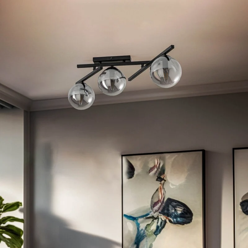 B-Ware EMIBIG Deckenlampe Smart schwarz/grafit 3-flammig Deckenleuchte Leuchte Lampe
