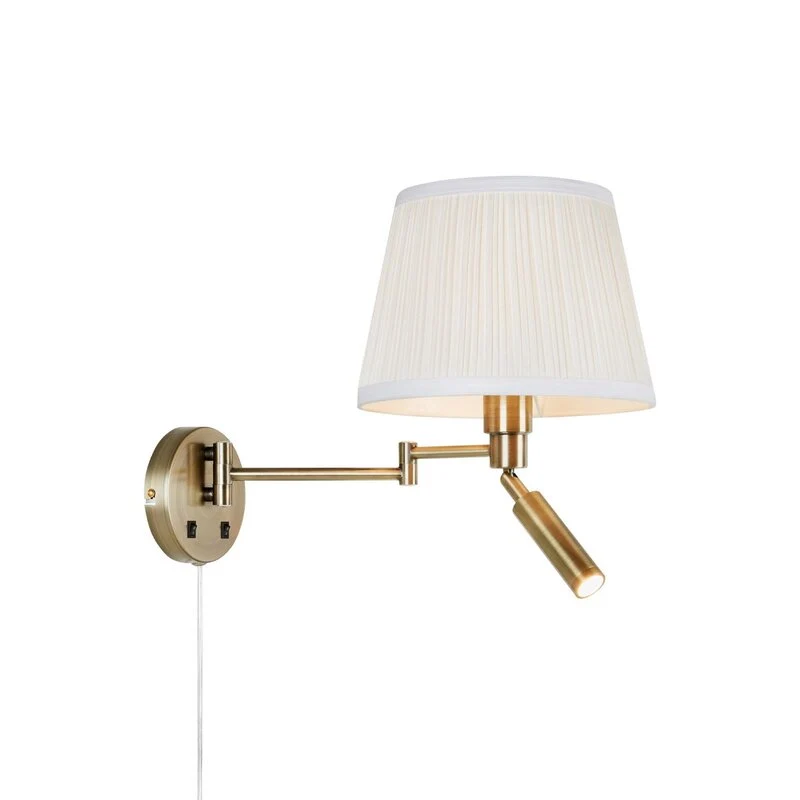 B-Ware Markslöjd Wandlampe Wandleuchte Pivot weiß messing Textil Eisen Schalter 2-flg