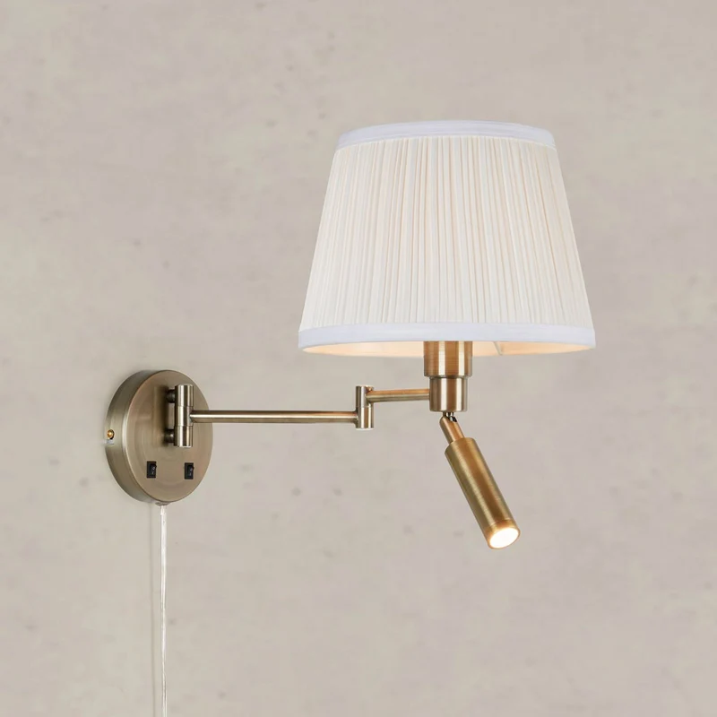 B-Ware Markslöjd Wandlampe Wandleuchte Pivot weiß messing Textil Eisen Schalter 2-flg
